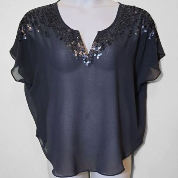 Express Y2K Sheer Sequin Top New Year's Party - Picture 1 of 14
